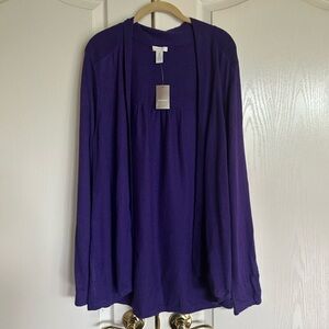 Chico’s Emma Cardigan African Amethyst Purple silk angora Duster size XL